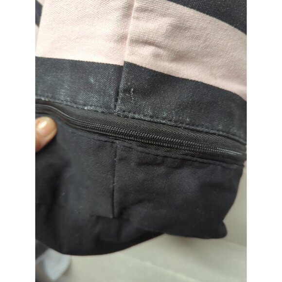 Victoria’s Secret Expandable Weekender Tote Bag Pink/Black Stripe Shoulder Strap - Picture 5 of 10